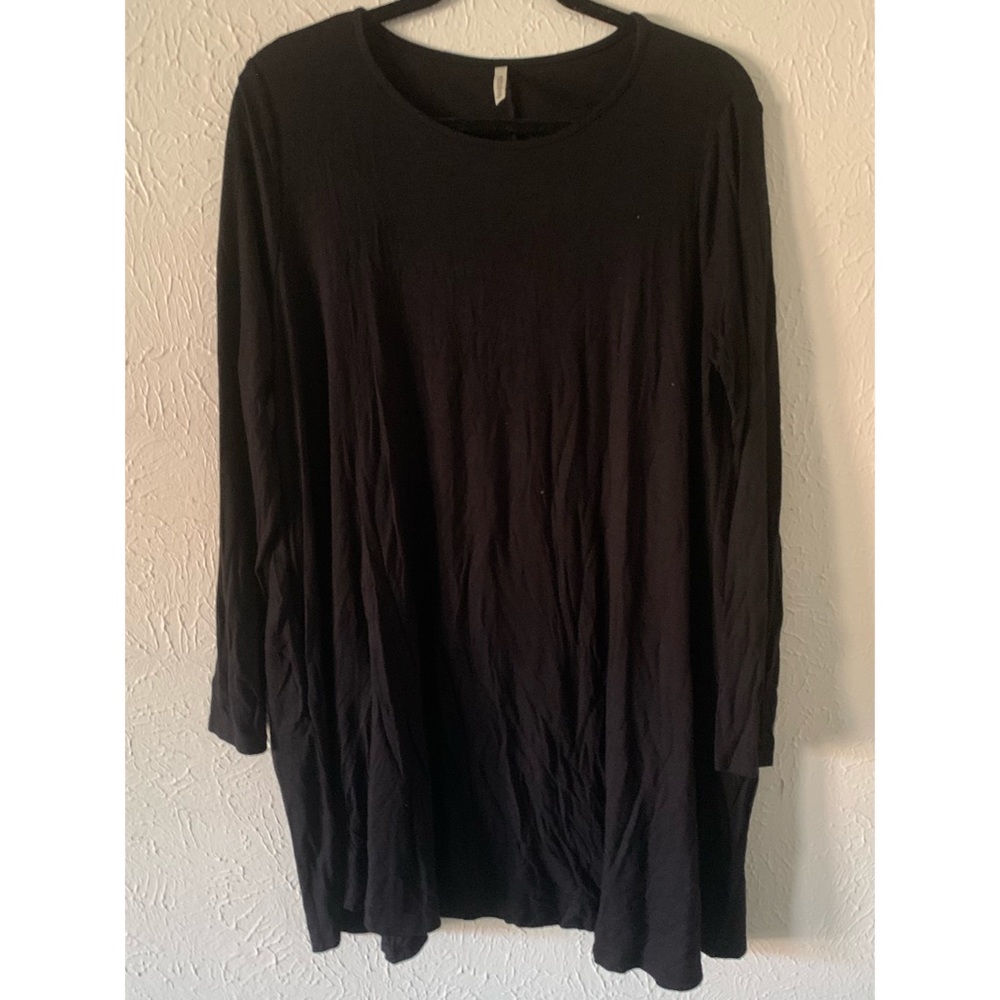 Black, Long Sleeve Swing Dress